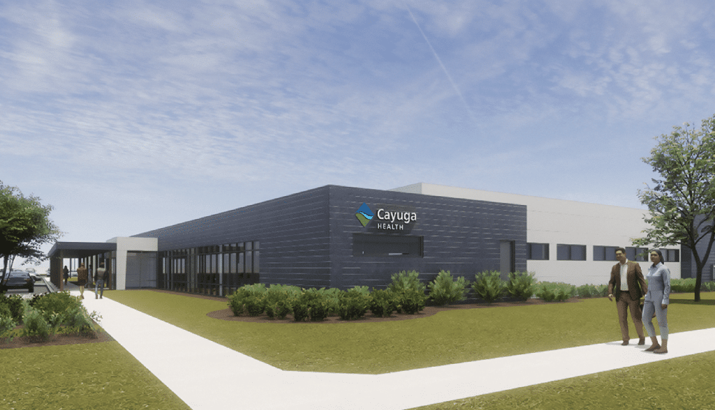 A digitial rendition of the consolidated Cayuga Health offices in Cortland. 